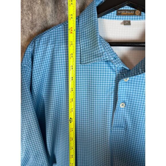 Peter Millar Summer Comfort Torrey Pines Blue Checkered Performance Polo - XL - Picture 6 of 6